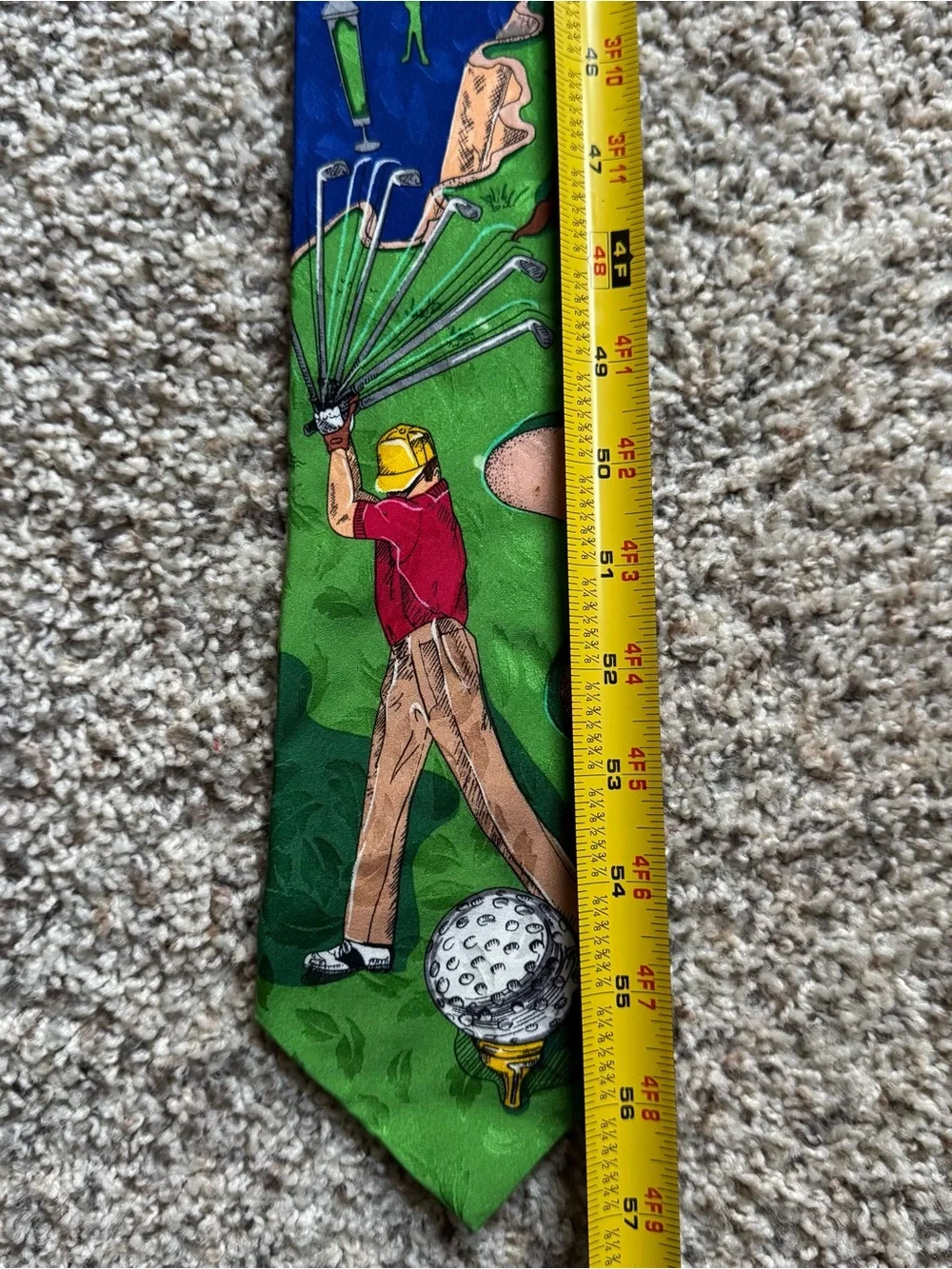 Vintage 1992 Nicole Miller Golf Tie 100% Silk Golfer Novelty Hand Sewn Korea